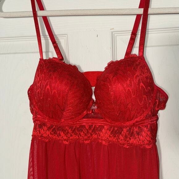 Daisy Fuentes Red Babydoll Push Up Lingerie Sz Large - Picture 2 of 3